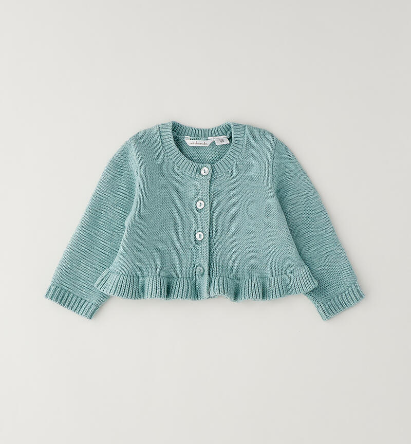 Newborn baby girl cardigan VERDE ACQUA MELANGE-8909