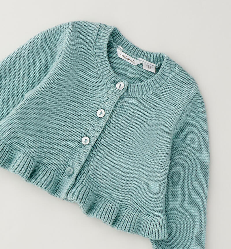 Newborn baby girl cardigan VERDE ACQUA MELANGE-8909