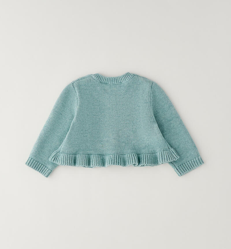 Newborn baby girl cardigan VERDE ACQUA MELANGE-8909