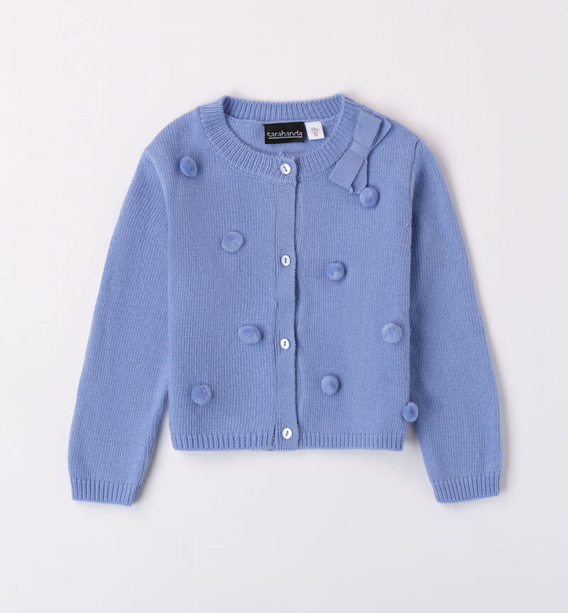 Sarabanda pompom cardigan for girls from 9 months to 8 years LIGHT BLUE-3623