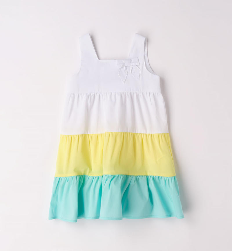 Sarabanda colourful summer dress for girls from 9 months to 8 years BIANCO-0113