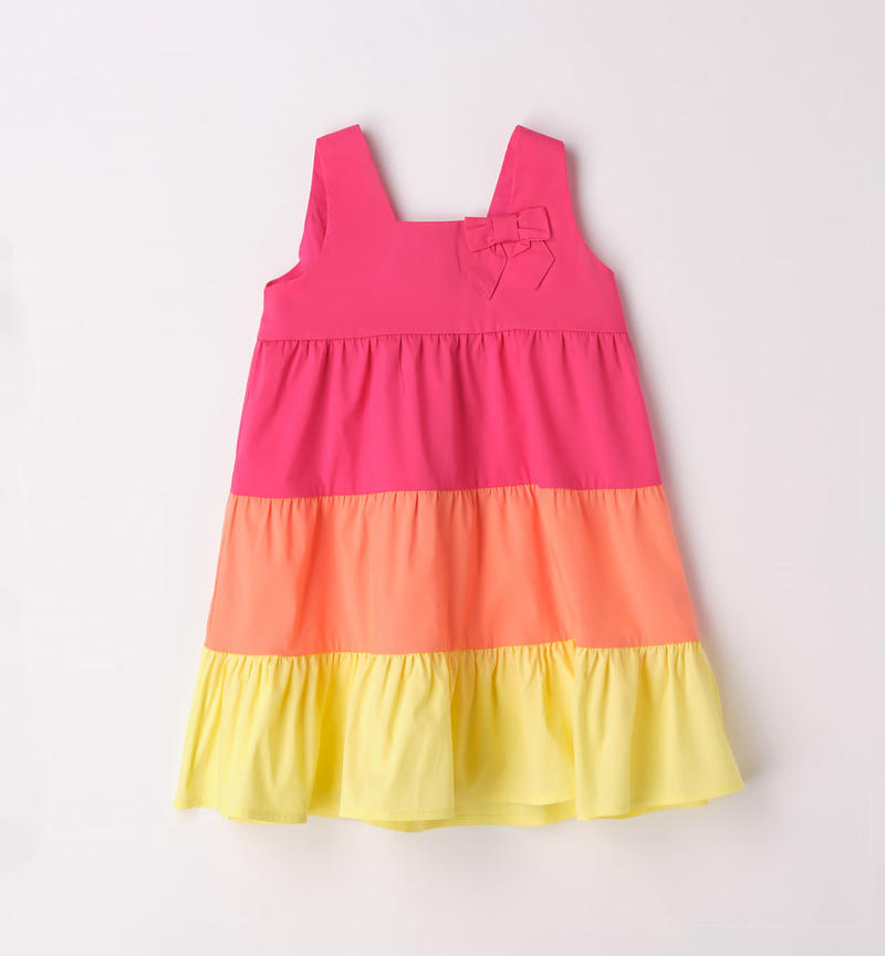 Sarabanda colourful summer dress for girls from 9 months to 8 years FUXIA-2437
