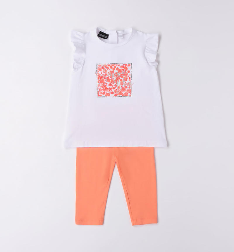 Sarabanda floral outfit for girls from 9 months to 8 years MANDARINO-2132