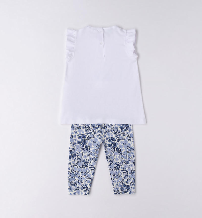 Sarabanda floral outfit for girls from 9 months to 8 years PANNA-AZZURRO-6VQ4