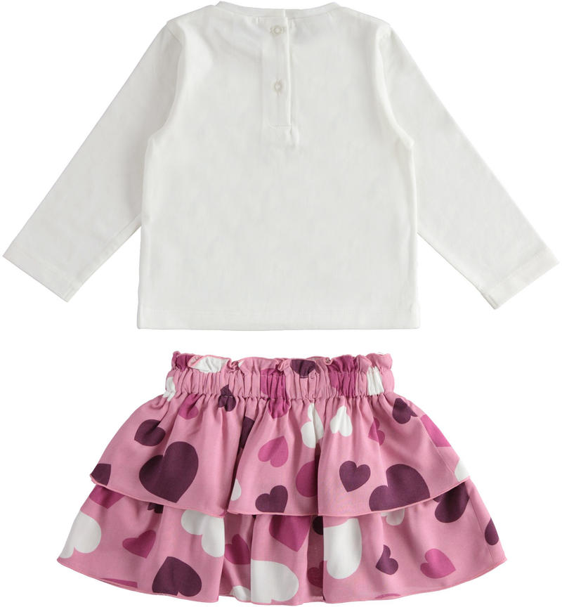 Completino bambina maglietta e gonna da 9 mesi a 8 anni Sarabanda PANNA-ROSA-6UN5