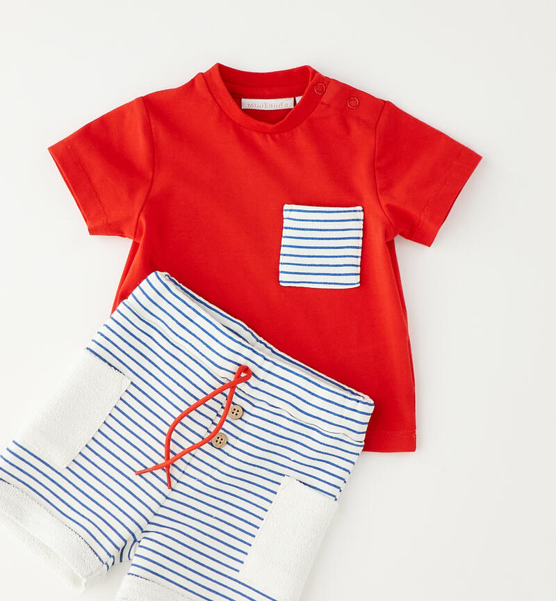 Completo 2 pezzi neonato ROSSO-2236