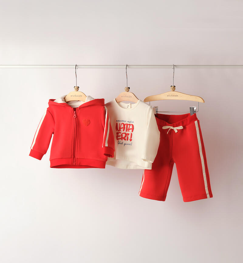 Completo 3 pezzi neonata ROSSO-2236
