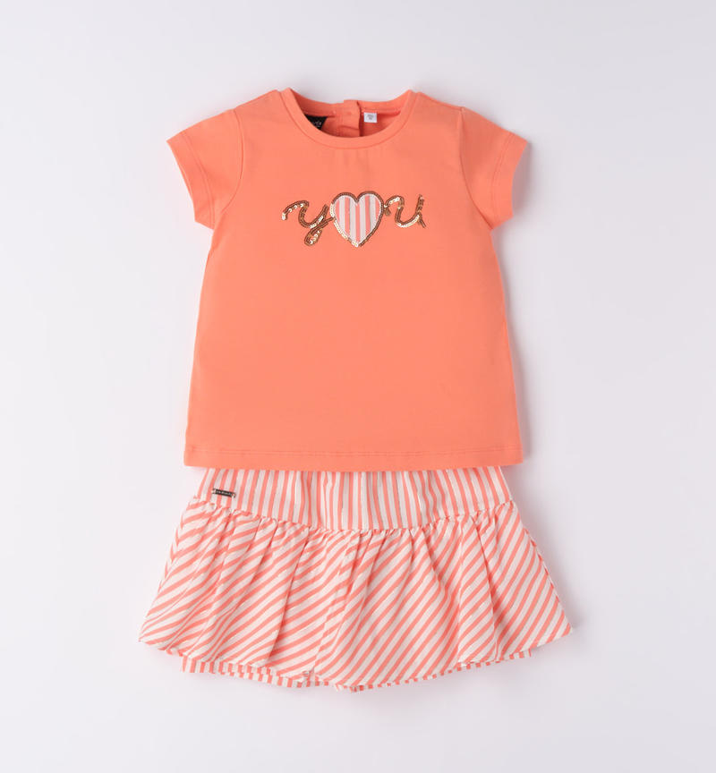 Sarabanda striped outfit for girls from 12 months to 8 years MANDARINO-2132