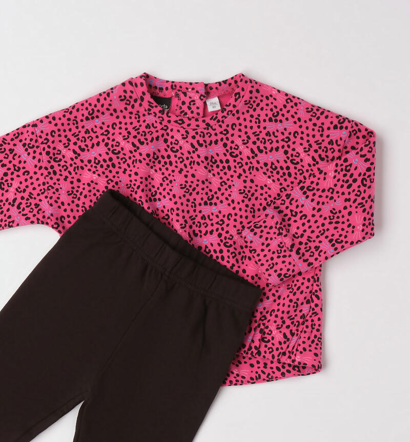 Sarabanda animal print set for girls from 9 months to 8 years FUCSIA-MULTICOLOR-6WN7