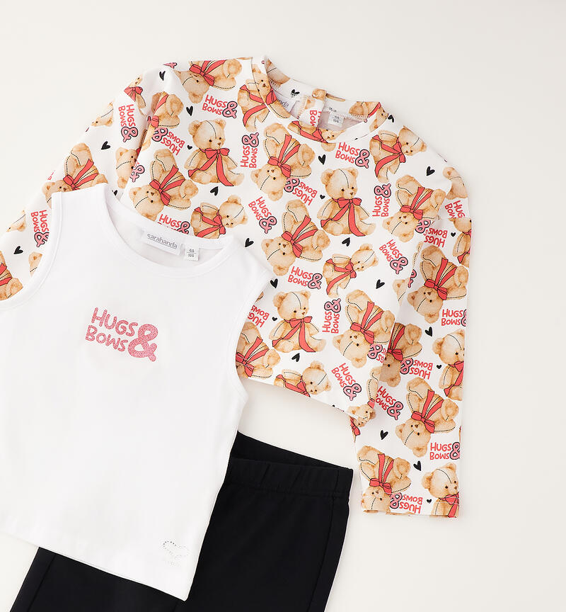 3-piece girl's outfit BIANCO-FUCSIA-6BZT