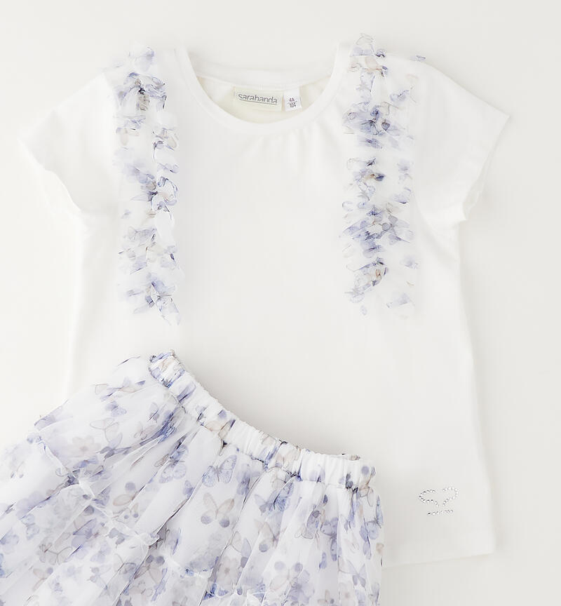 Completo bambina a fiori BIANCO-0113