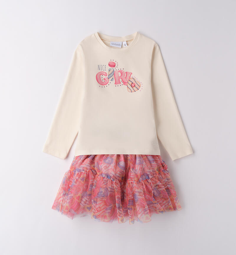 Completo bambina con gonna CREMA-0921