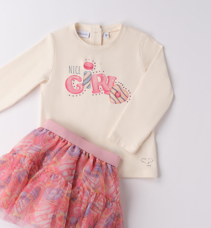 Completo bambina con gonna CREMA-0921