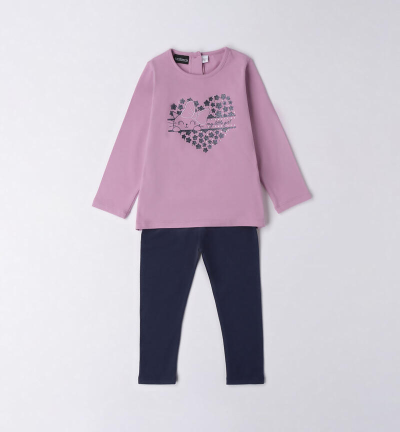 Sarabanda printed two-piece set for girls from 9 months to 8 years LILLA-3111