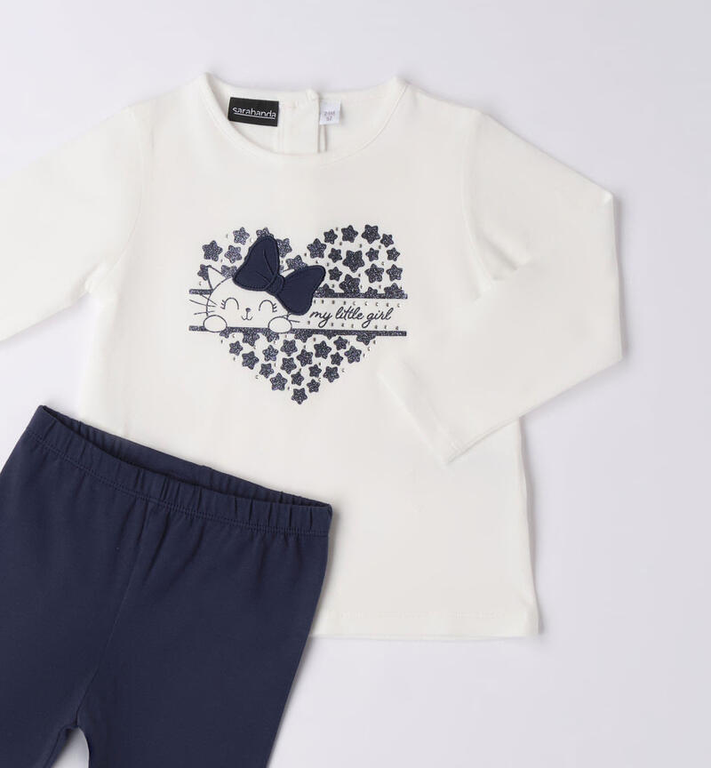 Sarabanda printed two-piece set for girls from 9 months to 8 years PANNA-0112