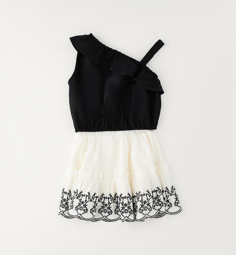 Girls' one-shoulder top set NERO-0658