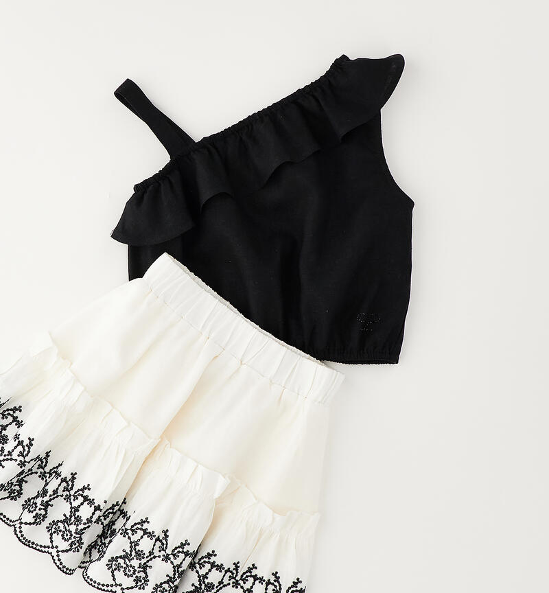 Girls' one-shoulder top set NERO-0658