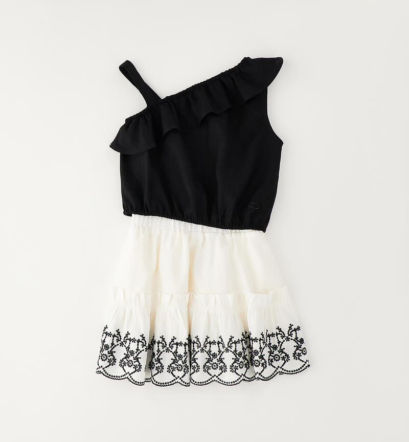 Girls' one-shoulder top set NERO-0658