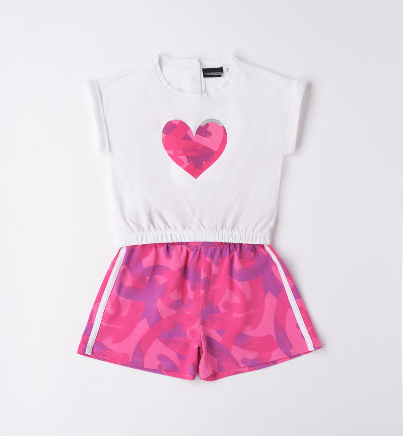 Sarabanda T-shirt and shorts outfit for girls from 9 months to 8 years BIANCO-0113