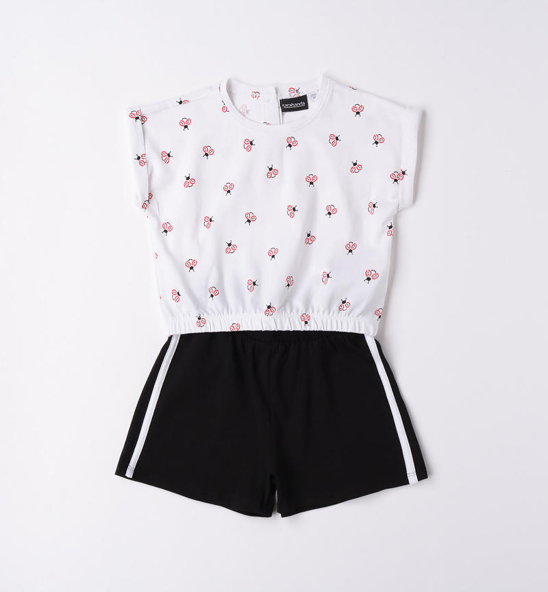 Sarabanda T-shirt and shorts outfit for girls from 9 months to 8 years BIANCO-ROSSO-6V70