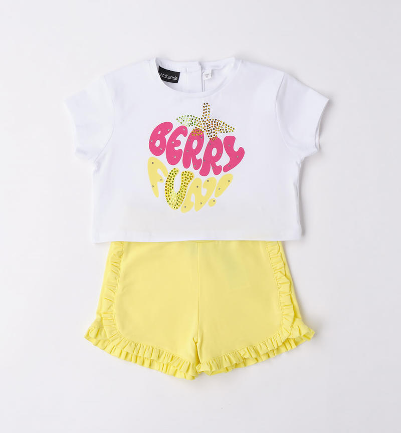 Sarabanda colourful outfit for girls from 9 months to 8 years BIANCO-0113