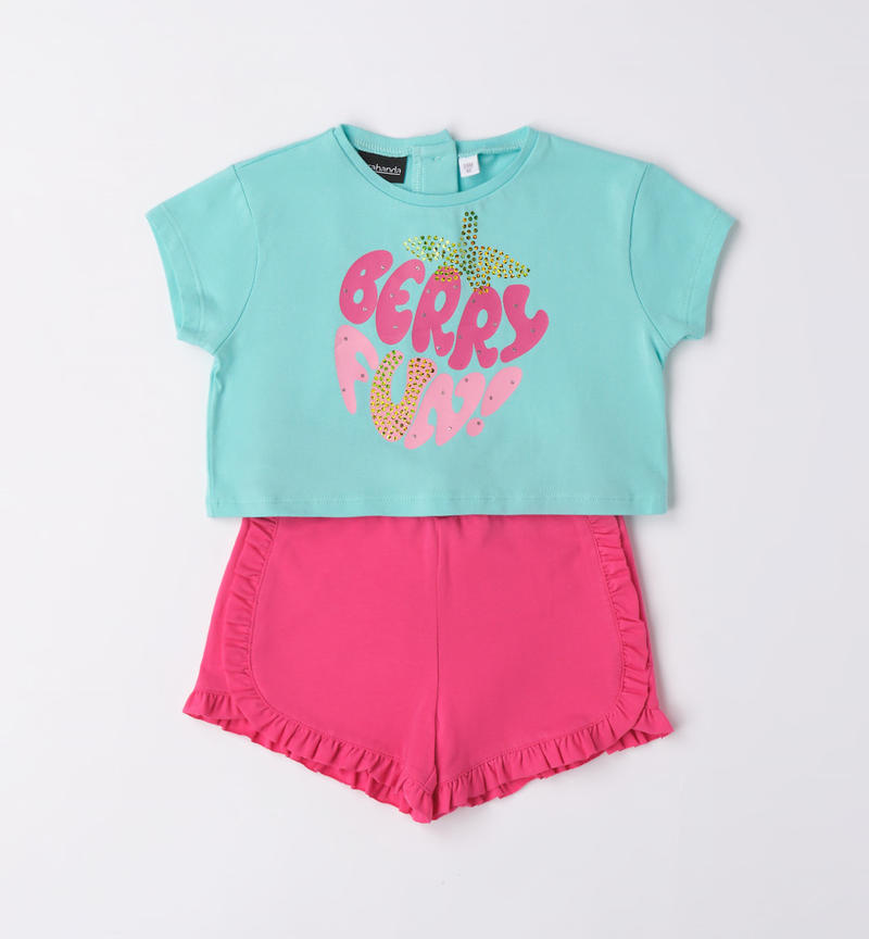 Sarabanda colourful outfit for girls from 9 months to 8 years VERDE MENTA-4431