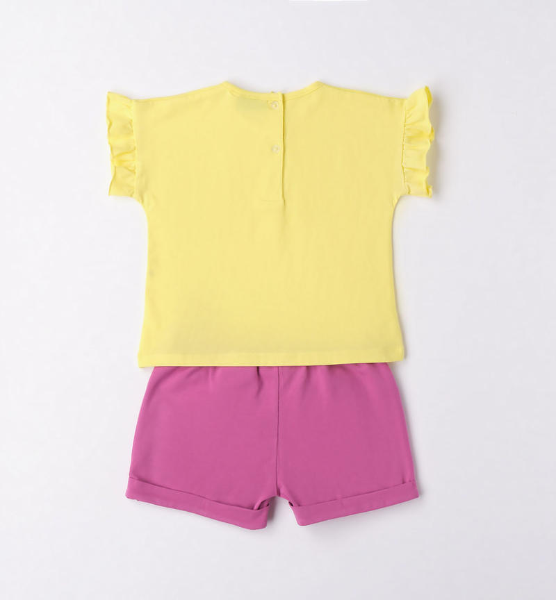 Sarabanda outfit with small pocket for girls from 9 months to 8 years GIALLO-1417