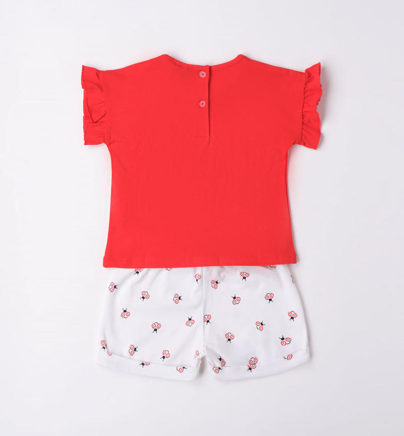 Sarabanda outfit with small pocket for girls from 9 months to 8 years ROSSO-2235