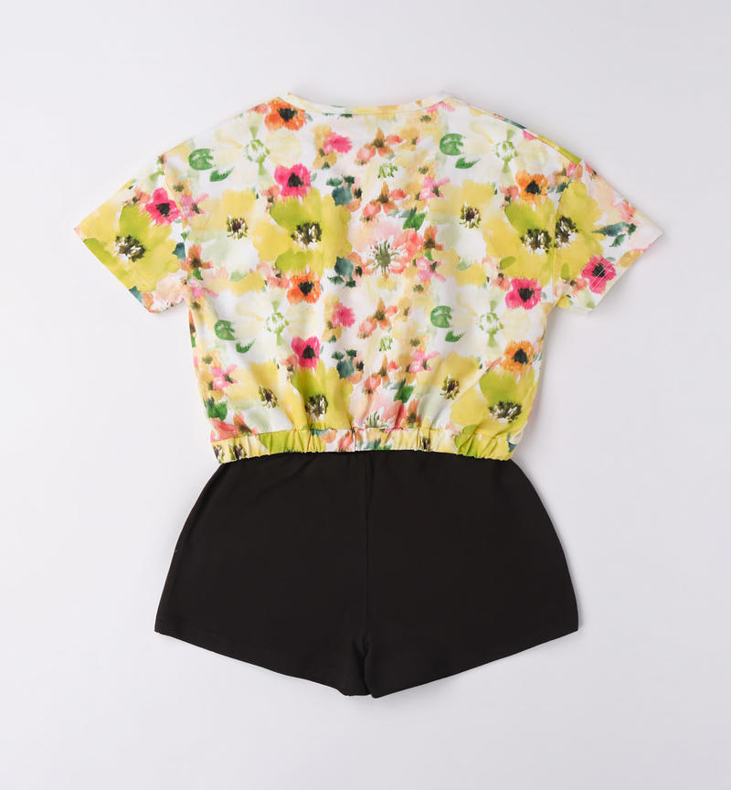 Sarabanda short outfit in various patterns for girls from 8 to 16 years BIANCO-MULTICOLOR-6V67