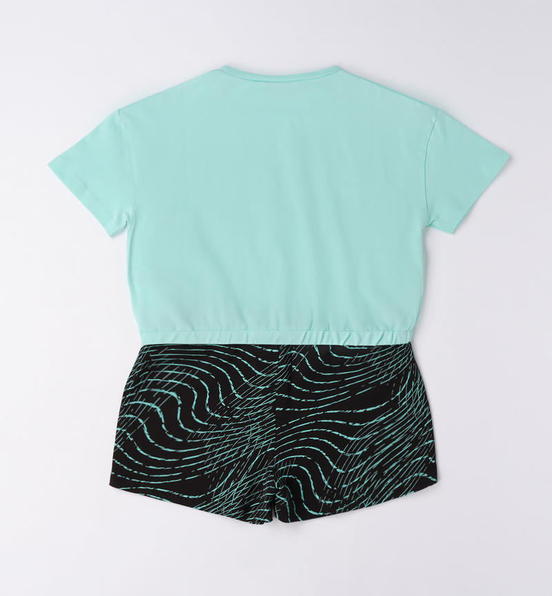 Sarabanda short outfit in various patterns for girls from 8 to 16 years VERDE CHIARO-4634