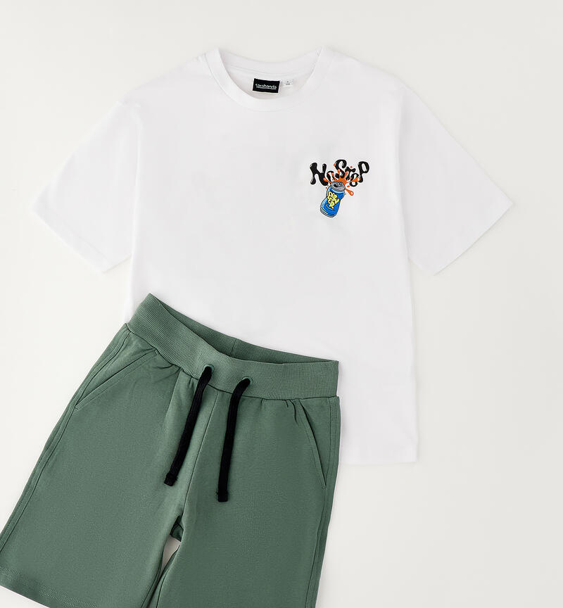Completo da ragazzo in cotone BIANCO-0113