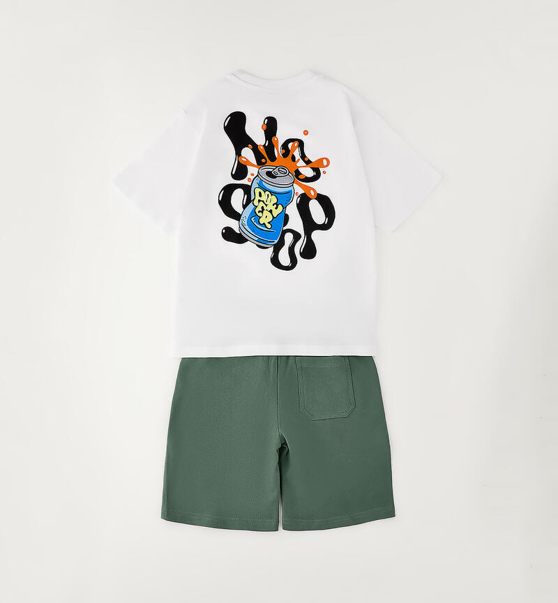 Completo da ragazzo in cotone BIANCO-0113
