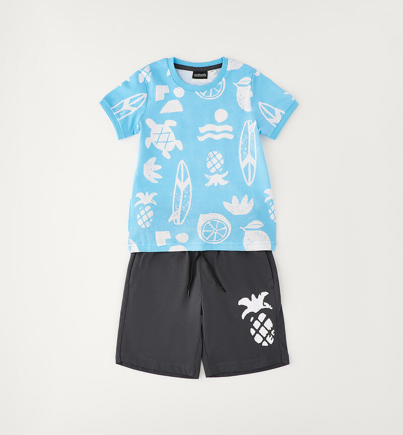 Completo estivo bambino BIANCO-TURCHESE-6CCN