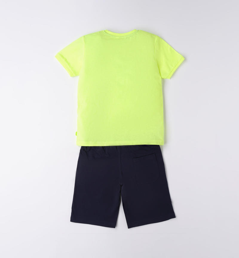 Sarabanda sporty summer set for boys from 8 to 16 years GREEN ACID-5841