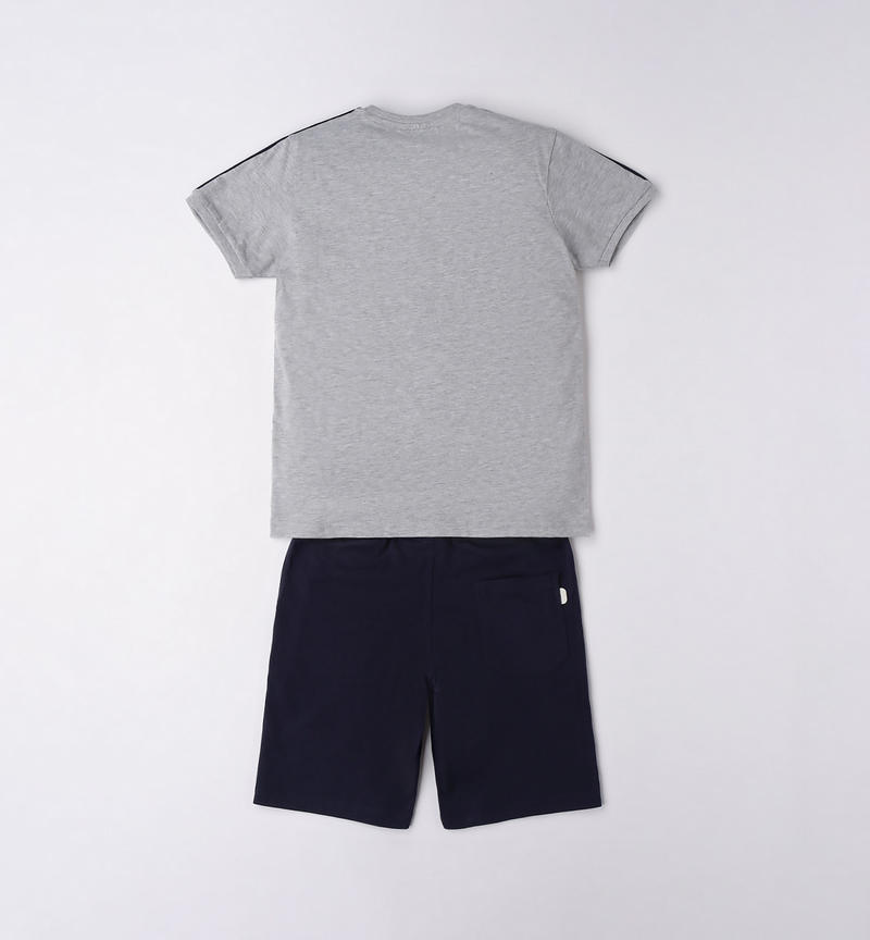 Sarabanda mixed print summer set for boys from 8 to 16 years GRIGIO MELANGE-8992