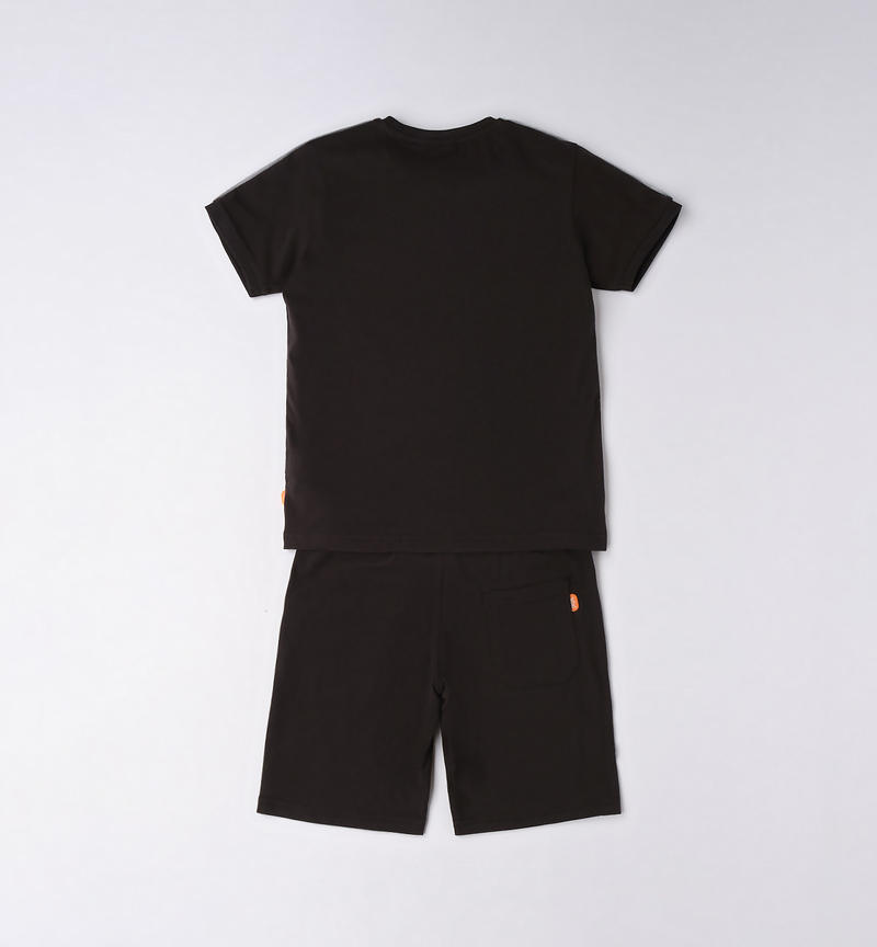 Sarabanda mixed print summer set for boys from 8 to 16 years NERO-0658