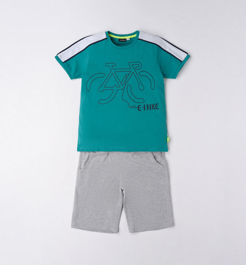 Sarabanda mixed print summer set for boys from 8 to 16 years VERDE-4456