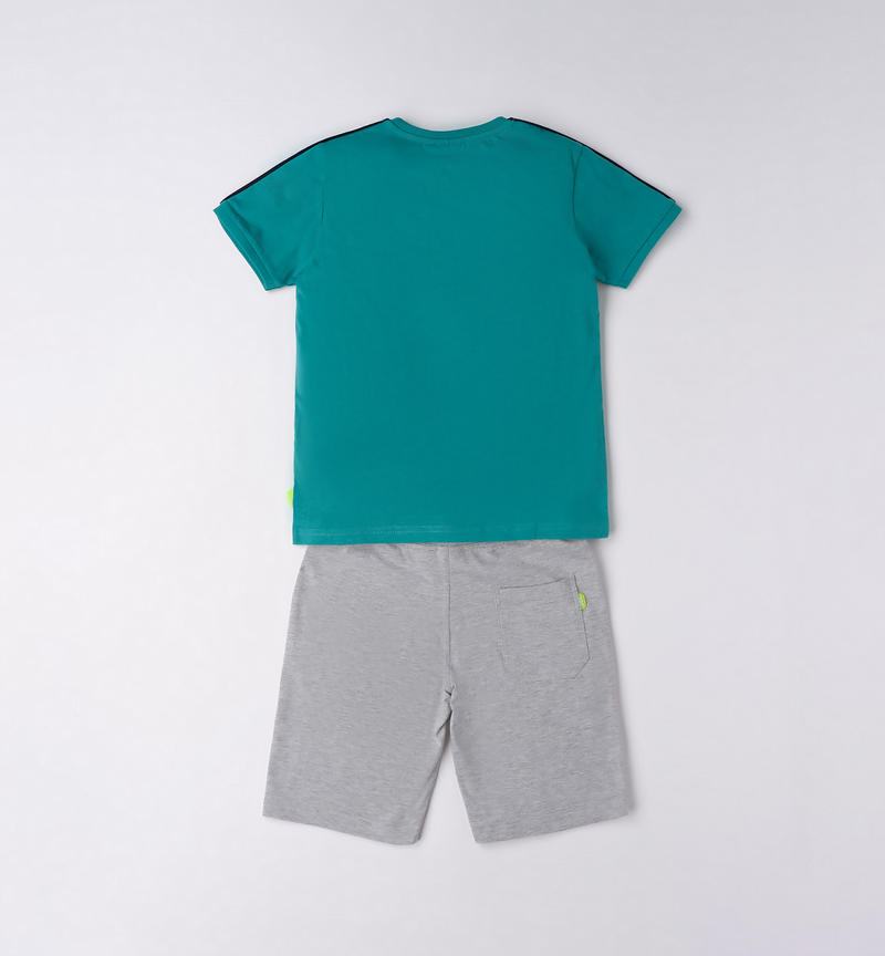 Sarabanda mixed print summer set for boys from 8 to 16 years VERDE-4456