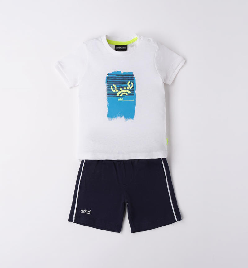 Sarabanda sporty summer set for boys from 9 months to 8 years BIANCO-0113