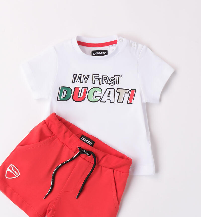 Completo estivo stampa Ducati per bambino BIANCO-0113