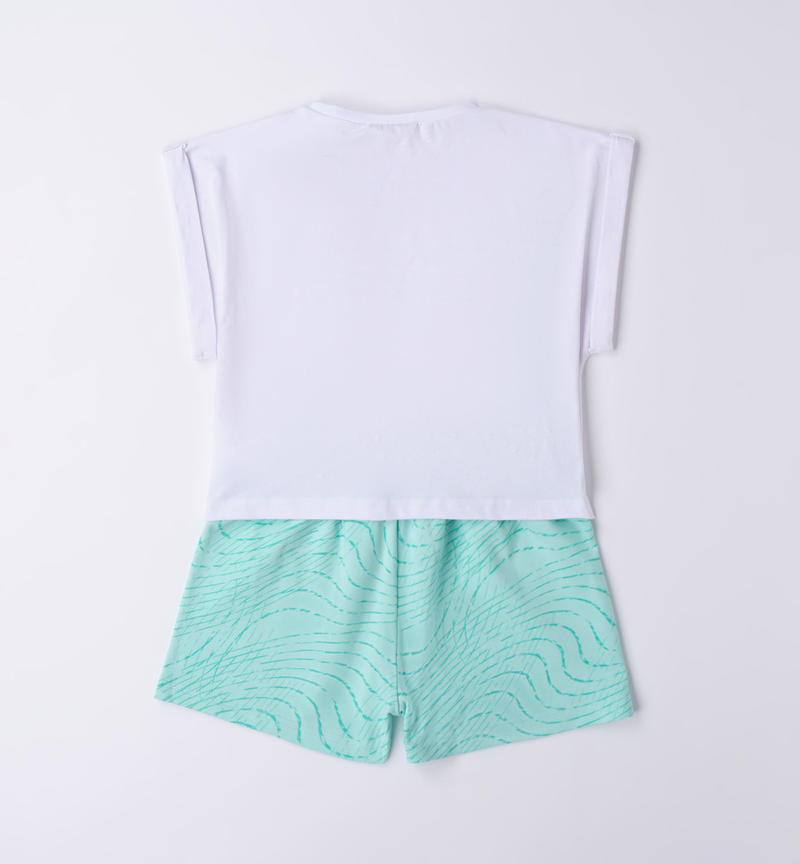 Sarabanda summer outfit in various prints for girls from 8 to 16 years BIANCO-0113