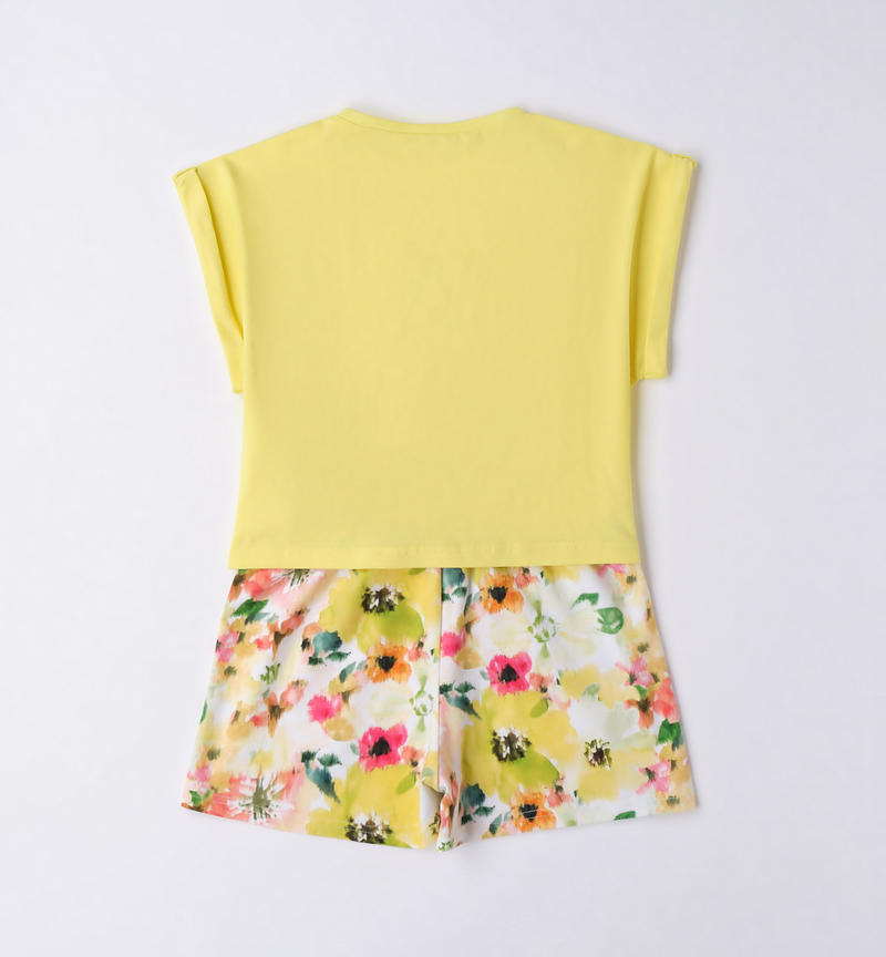 Sarabanda summer outfit in various prints for girls from 8 to 16 years GIALLO-1417