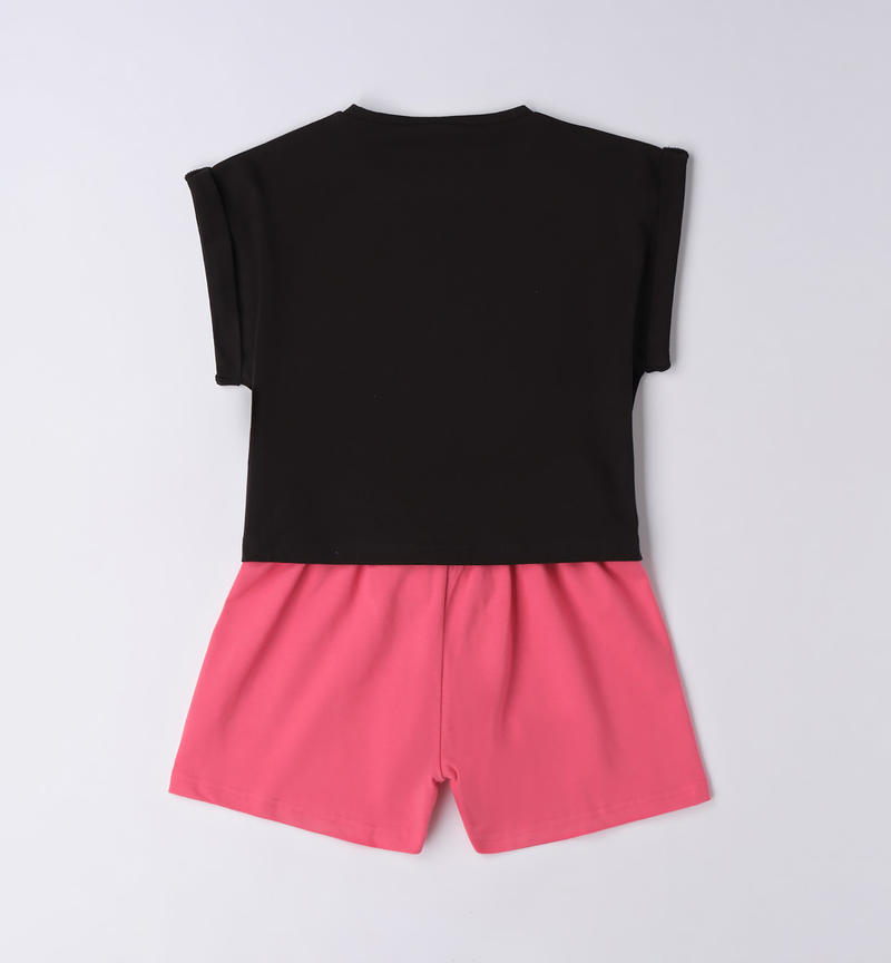 Sarabanda summer outfit in various prints for girls from 8 to 16 years NERO-0658