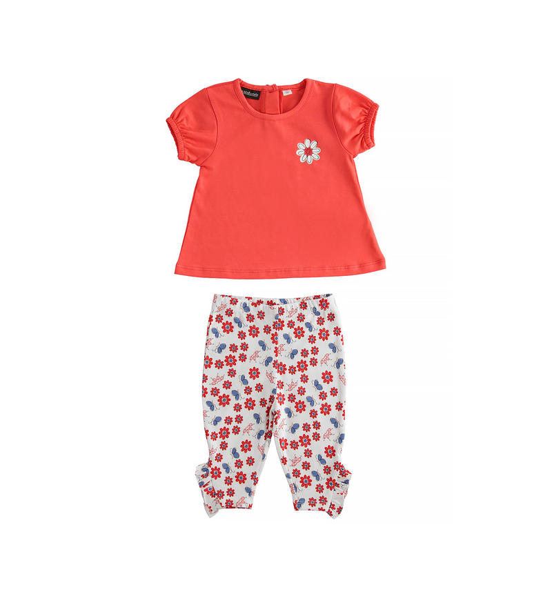 Sarabanda floral outfit for girls from 9 months to 8 years ROSSO-2152