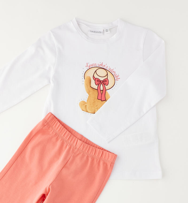 Completo leggins bambina BIANCO-0113