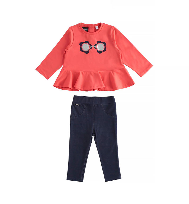 Sarabanda glasses outfit for girls from 9 months to 8 years NAVY-3854