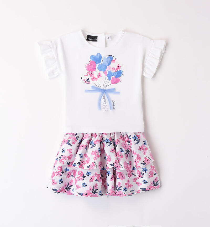 Girls' outfit with skirt BIANCO-0113