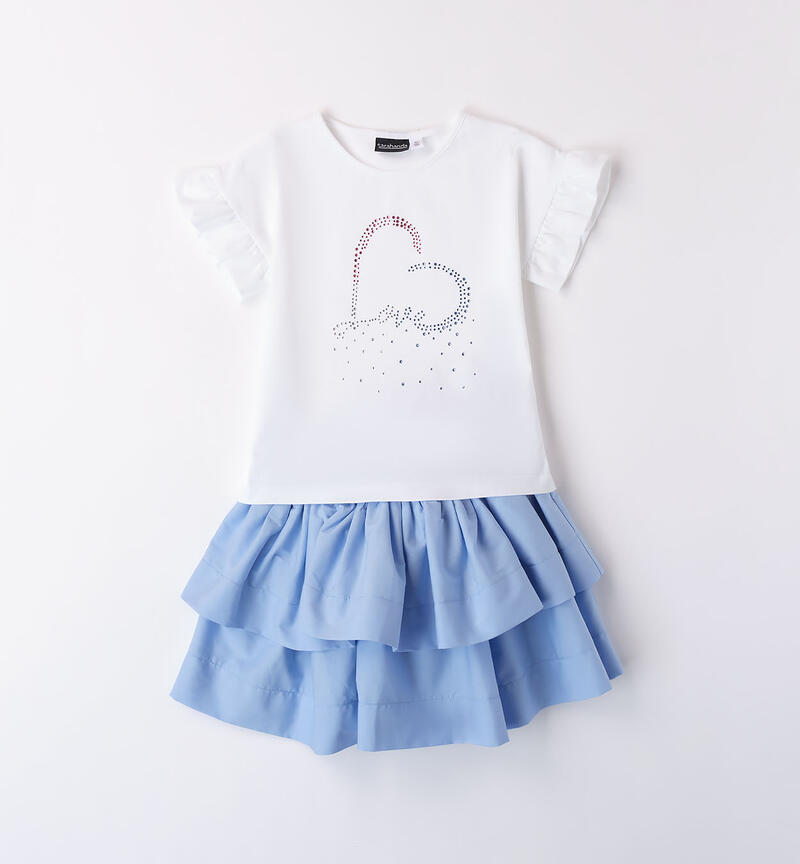 Girls' outfit with skirt AZZURRO-3624