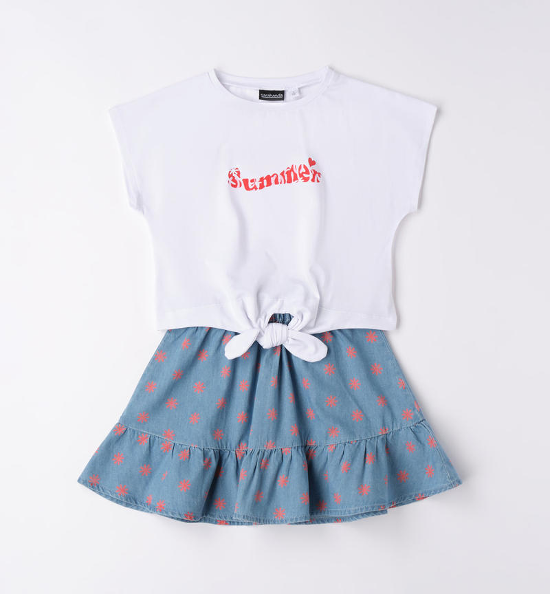 Sarabanda mini skirt outfit for girls from 8 to 16 years BIANCO-0113