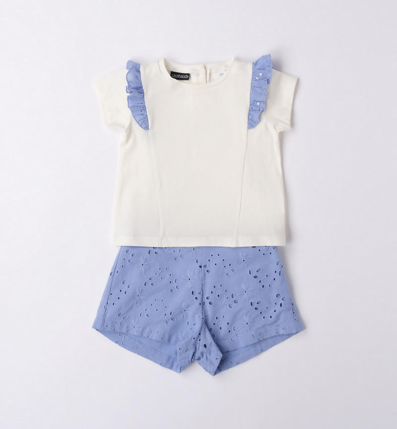 Sarabanda broderie anglaise outfit for girls from 9 months to 8 years AVION-3621